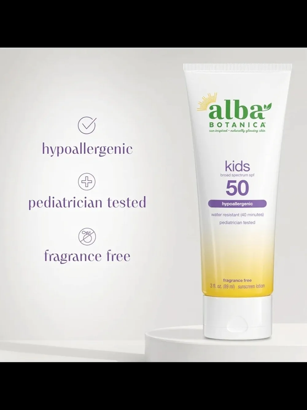 Alba Botanica Kids Sunscreen Body Lotion SPF 50, 3 Oz New, No Box